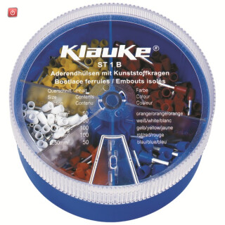 KLAUKE / ST1B / Streudose mit isolierten Aderendhülse 0,5-2,5 mm², DIN 46228 Teil 4, / EAN 4012078000772