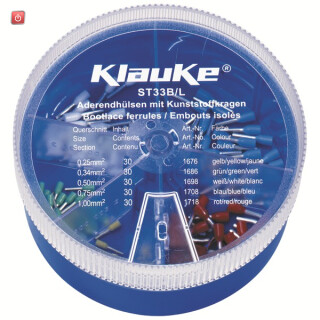 KLAUKE / ST33B / Streudose mit isol. Aderendhülsen 0,25-1 mm², DIN 46228 Teil 4 u. / EAN 4012078457446