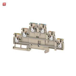 WEIDMÜLLER / 2428840000 / A3T 2.5 N-FT-PE / Mehrstock-Reihenklemme, PUSH IN, dunkelbeige, 2.5 mm², 800 V, 800 V, / EAN 4050118438130