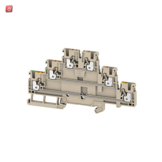 WEIDMÜLLER / 2428530000 / A3T 2.5 FT-FT-PE / Mehrstock-Reihenklemme, PUSH IN, dunkelbeige, 2.5 mm², 800 V, 800 V, / EAN 4050118438215