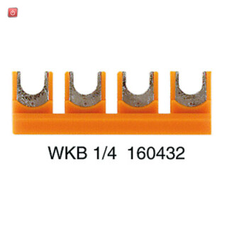 WEIDMÜLLER / 1604320000 / WKB 1/4 / Querverbinder (Klemmen), geschraubt, orange, 41 A, Polzahl: 4, Raster / EAN 4008190023713