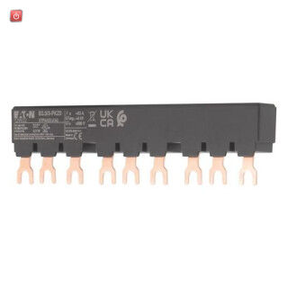 EATON / 232289 / B3.0/3-PKZ0, Drehstromschienenblock, berührungssicher, kurzschlussfest, Ue = 690 V, Iu = 63 A, Schutzschalter: 3, Teilungsmaß 45 mm, Ausführung des elektrischen Anschlusses: Gabel / EAN4015082322892