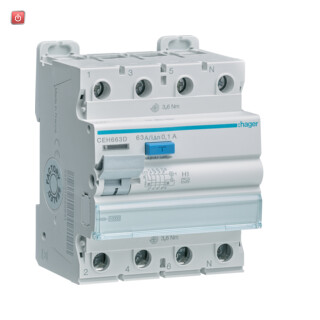 HAGCEH663D / Fehlerstromschutzschalter 4 polig 10kA 63A 100mA Typ HI / 3250611620747