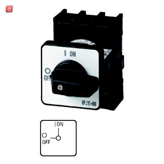 EATON / 038724 / EIN-AUS-Schalter, P1, 25 A, Einbau, 3-polig, mit schwarzem Knebel und Frontschild P1-25/E / EAN4015080387244