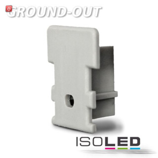 ISO111387 / Endkappe für Profil "GROUND-OUT" silber, inkl. Kabeldurchführung / 9009377008689