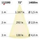 ISO112390 / LED Einbaustrahler, weiß, 15W, 72°, rund, warmweiß, dimmbar / 9009377030383