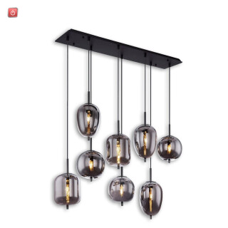 ISO115050 / Hängeleuchte Metall schwarz, rauchglas, 8xE14 Fassung, exkl. Leuchtmittel / 9009377099090
