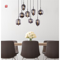 ISO115050 / Hängeleuchte Metall schwarz, rauchglas, 8xE14 Fassung, exkl. Leuchtmittel / 9009377099090
