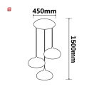 ISO115052 / Hängeleuchte Metall schwarz, oval, Glas chrom, 3xE27 Fassung, exkl. Leuchtmittell / 9009377099113