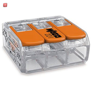 WAG221-413 / COMPACT-Verbindungsklemme max. 4 mm² 3 Leiter mit Hebeln transparent / 4050821808442