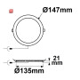 ISO115457 / LED Downlight, 9W, rund, ultra flach, blendungsreduziert, weiß, warmweiß, dimmbar CRI90 / 9009377142338