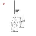 ISO115217 / Pendelleuchte, black Glas, E14, 300cm /...