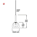 ISO115218 / Pendelleuchte, clear/black Glas, E14, 300cm /...