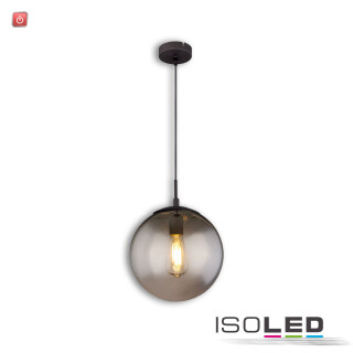 ISO115042 / Hängeleuchte Metall schwarz, rund, rauchglas, 1xE27 Fassung, exkl. Leuchtmittel / 9009377099045