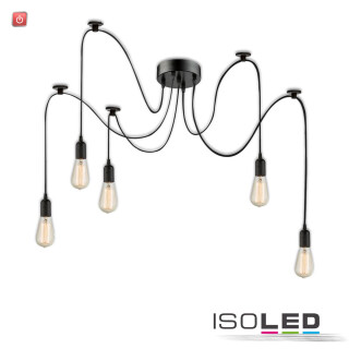 ISO115048 / Hängeleuchte Spider 1 Metall schwarz, 5 Kabel 2m, exkl. 5xE27 Leuchtmittel / 9009377099076