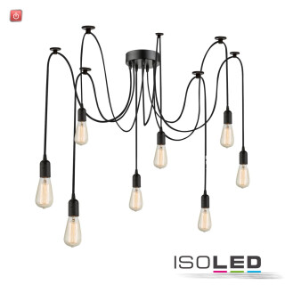 ISO115049 / Hängeleuchte Spider 1 Metall schwarz, 8 Kabel 1,5m-3,5m, exkl. 8xE27 Leuchtmittel / 9009377099083