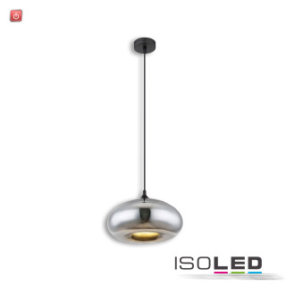 ISO115053 / Hängeleuchte Metall schwarz, oval,  Glas chrom, 1xE27 Fassung, exkl. Leuchtmittel / 9009377099120