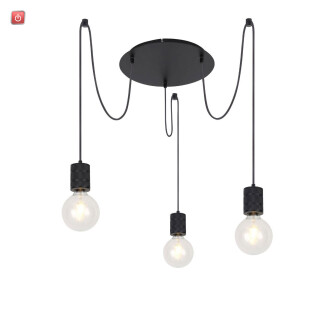 ISO115056 / Hängeleuchte rund schwarz matt, 3xE27 Fassung, exkl. Leuchtmittel / 9009377141027