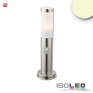 ISO115015 / Pollerleuchte 450 Edelstahl, IP44, PIR Bewegungssensor, warmweiß, inkl. E27 LED Leuchtmittel 9W / 9009377098758