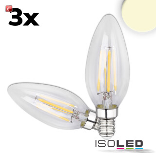 ISO115024 / E14 LED Kerze, 4W, klar, warmweiß, 3er Pack / 9009377098840