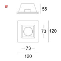 ISO112075 / Gips-Einbaustrahler GX5,3, quadratisch mit...