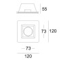 ISO112075 / Gips-Einbaustrahler GX5,3, quadratisch mit Glas satin, rückversetzt, weiss / 9009377023538