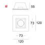 ISO112075 / Gips-Einbaustrahler GX5,3, quadratisch mit Glas satin, rückversetzt, weiss / 9009377023538