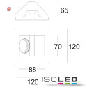 ISO112077 / Gips-Einbaustrahler GX5,3, quadratisch, rückversetzt, asymmetrisch, weiss / 9009377023576