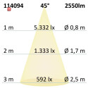 ISO114094 / 3-PH Raster-Schienen-Strahler, 35W, 45°, schwarz matt, warmweiß / 9009377071188