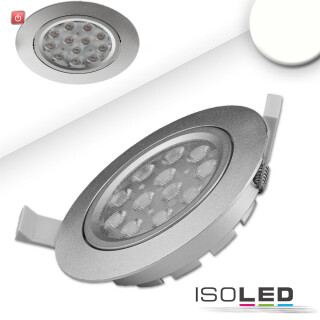 ISO112470 / LED Einbaustrahler, silber, 15W, 72°, rund, neutralweiß, dimmbar / 9009377033421