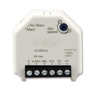 ISO112451 / Universal-Push PWM-Dimmer für LED Spots / Stripes, 1 Kanal, 12-24V 8A, 36-48V 6A / 9009377032813