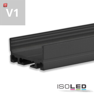 ISO113183 / LED Aufbauprofil SURF24 FLAT V1 Aluminium schwarz RAL 9005, 200cm / 9009377049408