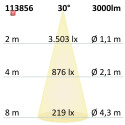 ISO113856 / LED Hängeleuchte Raster Up+Down, 15+32W, 8,5x128cm, weiß, UGR<6, 4000K, 1-10V dimmbar / 9009377065545