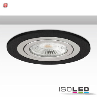 ISO114009 / Einbaurahmen Kombi für GU10/MR16, schwarz + Alu gebürstet / 9009377068706