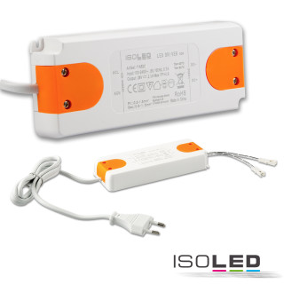ISO114526 / LED Trafo MiniAMP 24V/DC, 0-50W, 120cm Kabel mit Flachstecker, sekundär 2 female Buchsen / 9009377081200