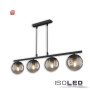 ISO115041 / Hängeleuchte Metall schwarz, rund, rauchglas, 4xE27 Fassung, exkl. Leuchtmittel / 9009377099038