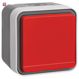 BER47403521 / Steckdose SCHUKO Klappd rot W.1 grau / EAN 4011334423287