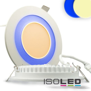 ISO112296 / LED Doppel Ring-Downlight 2-farbig, "WARMWEISS / BLAU", 15W, weiss / 9009377028120