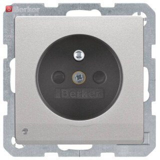 BER6765106084 / Steckdose m SK-Stift LED Qx alu lack / EAN 4011334443841
