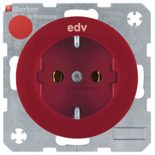 BER47432022 / Steckdose SCHUKO m Druck R.1/R.3 rot glä / EAN 4011334366652