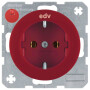 BER47432022 / Steckdose SCHUKO m Druck R.1/R.3 rot glä / EAN 4011334366652