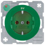 BER47432003 / Steckdose SCHUKO m Druck R.1/R.3 grün gl / EAN 4011334366676