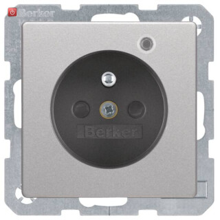 BER6765096084 / Steckdose m SK-Stift LED Q.1/Q.3 alu / EAN 4011334443834