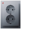 BER47537003 / Doppelsteckdose SCHUKO mit Abdpl K.5 Alu