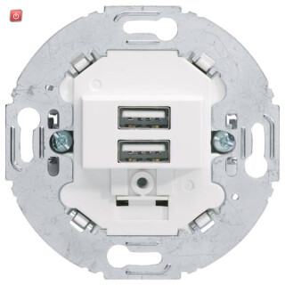 BER260219 / USB Lade-Std., 2fach, 3.0A, rund, pw / EAN 4011334467854