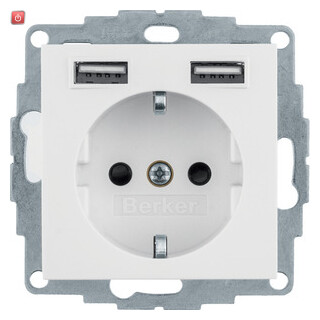 BER48031909 / Steckdose SCHUKO/USB A-A, S.1/B.x, pw / EAN 4011334510529