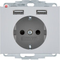 BER48037003 / Steckdose SCHUKO/USB A-A, K.5, alu matt /...