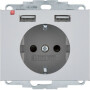 BER48037003 / Steckdose SCHUKO/USB A-A, K.5, alu matt / EAN 4011334510567