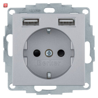 BER48031404 / Steckdose SCHUKO/USB A-A, B.x, alu matt / EAN 4011334510505