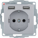 BER48031404 / Steckdose SCHUKO/USB A-A, B.x, alu matt /...